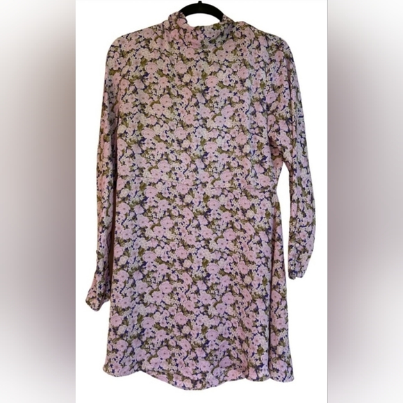 (SOLD) ZARA Satin Effect Mock Neck Longsleeve Dress XL, Purple/Green - Picture 12 of 12